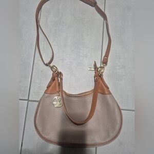 Valentina Brown and Tan Shoulder Bag with Gold Accents